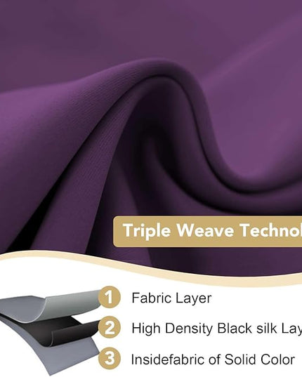 H.VERSAILTEX Window Treatment Blackout Thermal Insulated Room Darkening Solid Grommet Curtains/Drapes for Bedroom (Set of 2 Panels,52 by 63 Inch Long,Plum Purple)