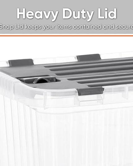 Superio 26 L Deep Storage Container with Hinged Lid 27.5 Quart (6 Pack)