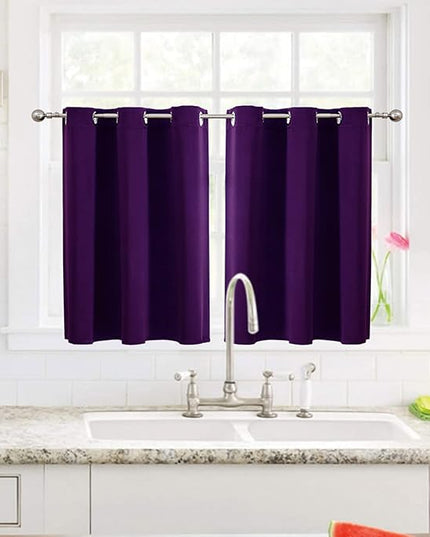 ChrisDowa Small Window Curtains for Kitchen and Bedroom - Grommet Short Thermal Insulated Room Darkening Curtains (2 Panels, Royal Purple, 52 x 36 Inch)