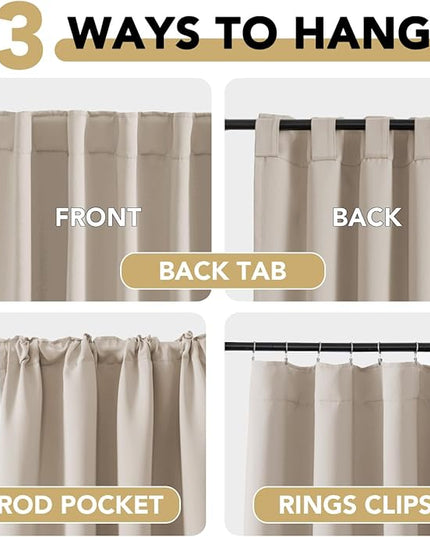 H.VERSAILTEX Blackout Curtains Thermal Insulated Window Treatment Panels Room Darkening Blackout Drapes for Living Room Back Tab/Rod Pocket Bedroom Draperies (2 Panels, Fog, 52 x 63 Inch)