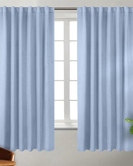 BGment Rod Pocket and Back Tab Curtains for Bedroom - Thermal Insulated Room Darkening Curtains for Living Room, 2 Window Curtain Panels (52 x 63 Inch, Spa Blue)