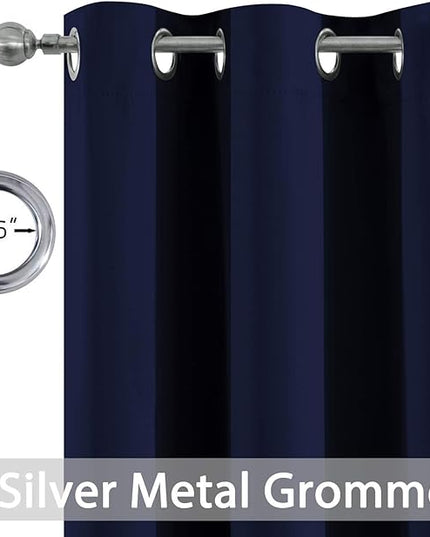 Yakamok Thermal Insulated Blackout Curtains for Bedroom, Light Blocking Grommet Window Drapes for Living Room(38 x 54Inch, Navy Blue, 2 Panels)