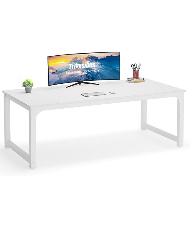Tribesigns Modern Computer Desk, 78.7 x 39.4 inch X Large Executive Office Desk Computer Table Study Writing Desk Workstation for Home Office,White