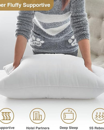 Acanva Bed Pillows for Sleeping, Cooling Hotel Quality with Premium Soft 3D Down Alternative Fill for Back, Stomach or Side Sleepers, Queen (Pack of 4), White