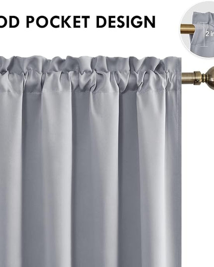 DWCN Blackout Curtains for Living Room Thermal Insulated, Energy Saving & Noise Reducing Bedroom Curtains, Silver Grey, W 70x L 84 Inch, Set of 2 Rod Pocket Curtain Panels