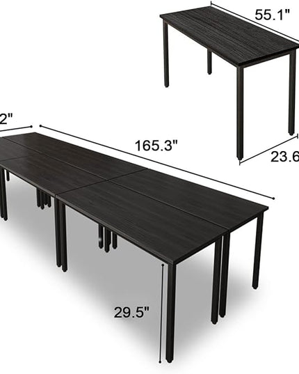 Bonzy Home 12FT Conference Table Chairs Set, 6PCS Tables & 14PCS Ergonomic Office Chairs, Meeting Room Conference Room Table with Chairs Set for 14 People, 142"x47"x30", Black