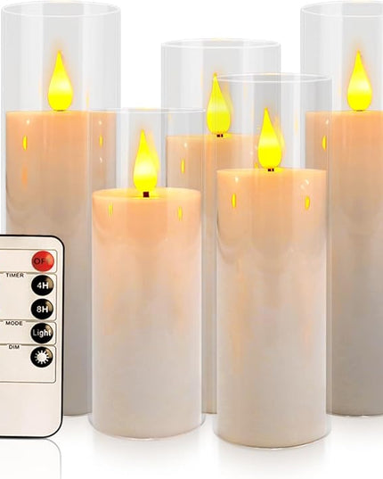 Flameless Candles,Battery Operated LED Candles Ideal for Halloween, Christmas,Home Decor,Home Party Wedding Indoor Outdoor,White 2.2X5“6”6“7”7“H