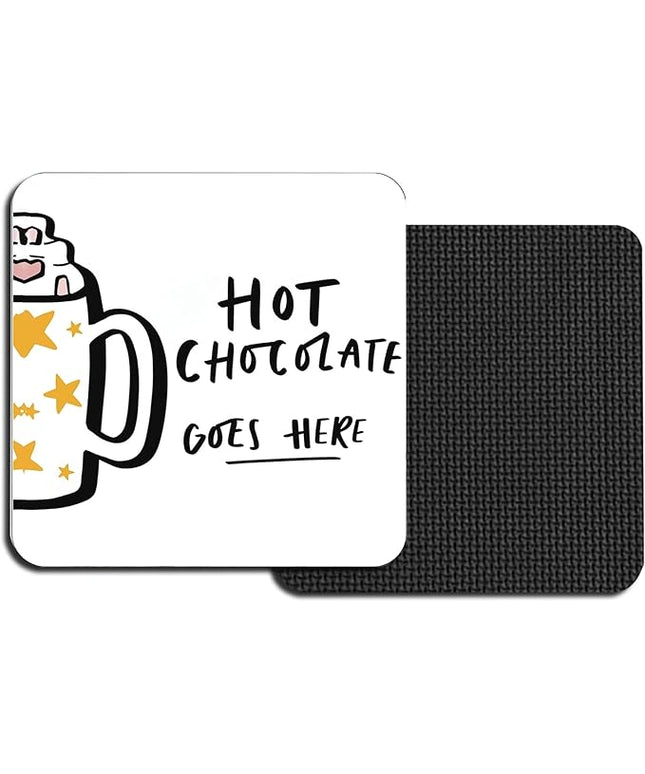 Square Hot Chocolate Coasters for Drinks, Funny Drink Coasters Set of 2, Chocolates Coaster for Home Office Table Kitchen Desk Decor, Birthday Gifts for Women Men Mom Hot Chocolate Lover