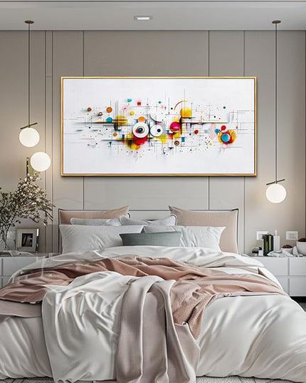 ERQINHUA Abstract Wall Art Living Room Boho Wall Decor For Bedroom Office Home Decorations Geometric Wall Paintings Minimalism Canvas Artwork Pictures Modern Ready to Hang Wood Framed 20x40 Inches