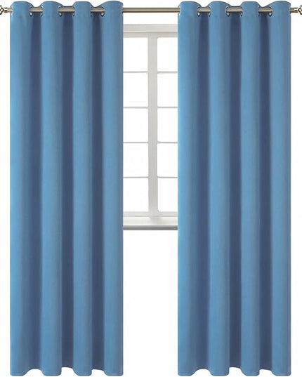 BGment Blackout Curtains for Bedroom - Grommet Thermal Insulated Room Darkening Curtains for Living Room, Set of 2 Panels (52 x 95 Inch, Faded Denim)