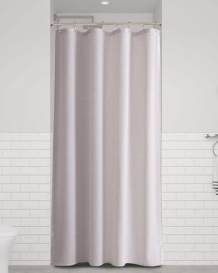 Naturoom 48 Inch Shower Curtain - Stall Narrow Half Green Linen Ultra Thick Fabric Shower Curtain Set with Hooks, Boho Farmhouse Rustic RV Camper Bath Curtains for Bathroom, Champagne, 48x72
