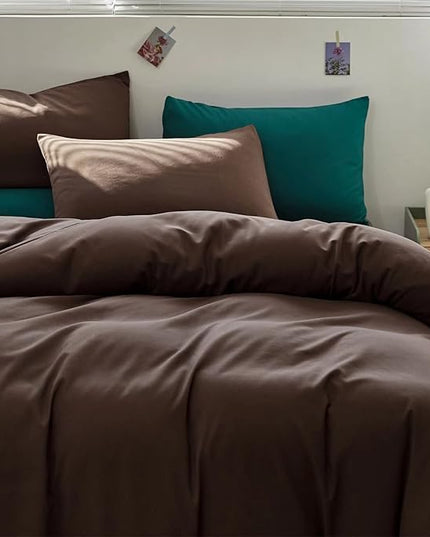 Houseri Brown Queen Comforter Set, 3 Pieces Mocha Bedding Chocolate Comforters Queen Size Teen Boys Men Coffee Color Chestnut Comfy Soft Vintage Deep Brown Fluffy Warm Farmhouse Bed Quilts Sets Queen