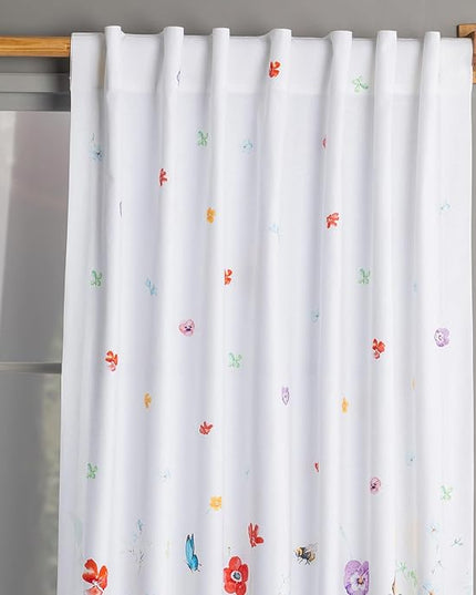 Maison d'Hermine Curtains for Living Room 100% Cotton 108 inch Length One Panel Window Toile Curtains for Bedroom with Loop & Rod Pockets, Gifts for Mothers Day (Summer Whisper, 50" W x 108" L)