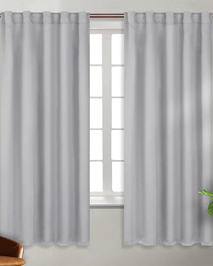 BGment Light Grey Blackout Curtains 2 Panels 72 inches Long for Bedroom - Rod Pocket and Back Tab Thermal Room Darkening Curtains for Living Room, 2 Window Curtain Panels, 42 x 72 Inch