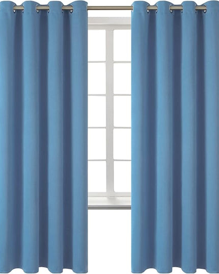 BGment Blackout Curtains for Bedroom - Grommet Thermal Insulated Room Darkening Curtains for Living Room, Set of 2 Panels (52 x 72 Inch, Faded Denim)