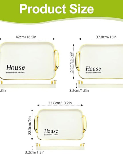 Pack of 3 Reusable Stackable Trays with Handles Sturdy for Home Organization and Storage Space Saving Tray