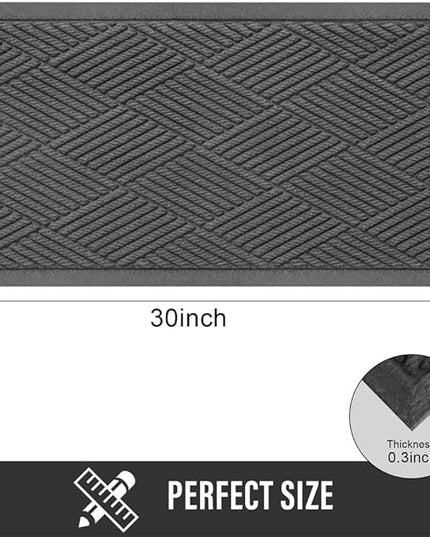 Sturdy Front Door Mat, Absorbent Muddy Dirt Resist Welcome Door Mats Outdoor Indoor, Stain and Fade Resistant, Non-Slip Rubber Backing Low Profile Doormat for Entryway, 30×17, Charcoal