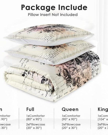 Twin Size Comforter Set with Pillowcase, Rock Goth 2 Pcs Bedding Adults, Retro Gothic Soft Comforter Set for Bedroom Bed Decor