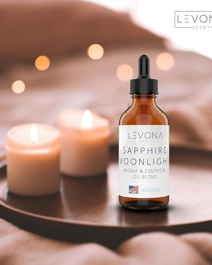Levona Scent Essential Oils - Scents for Home, Hotel & Office Use - Perfect for Home Diffuser & Humidifiers - Aroma Fragrance Oil, Ideal for Massage, Relaxation, and Spa - Sapphire Moonlight, 120ml