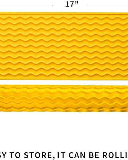 Silicone Dish Drying Mat for Multiple Usage,Easy clean,Eco-friendly,Heat-resistant Silicone Mat for Kitchen Counter,Sink,Bar,Bottle,or Cup Yellow M 17 inches x 6 inches