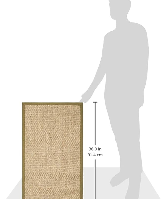 SAFAVIEH Area Rug 2x3 - Natural Fiber Collection - Natural & Olive Green, Seagrass, Basketweave Pattern with Border (NF114G)