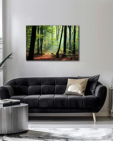 Nature Wall Art Large Forest Art Canvas Wall Decor Green Tree Canvas Print Artwork Decor for Living Room Mountain Wall Art Landscape Pictures for Bedroom Home Office Decorations (32x48inches)