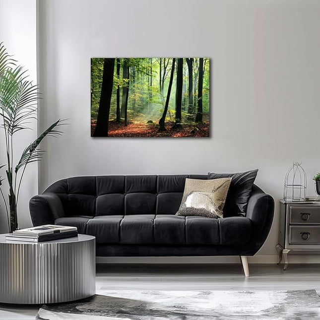 Nature Wall Art Large Forest Art Canvas Wall Decor Green Tree Canvas Print Artwork Decor for Living Room Mountain Wall Art Landscape Pictures for Bedroom Home Office Decorations (32x48inches)