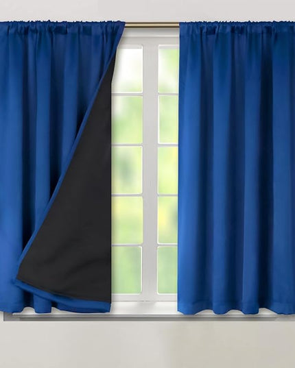 BGment Blackout Curtains for Bedroom 54 Inch Length, Short Thermal Insulated Full Room Darkening Small Window Curtains, Each Window Curtains 2 Panels, 52 x 54 Inch, Royal Blue