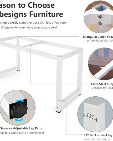 Tribesigns Computer Desk, 63 inch Large Office Desk Computer Table Study Writing Desk for Home Office, White