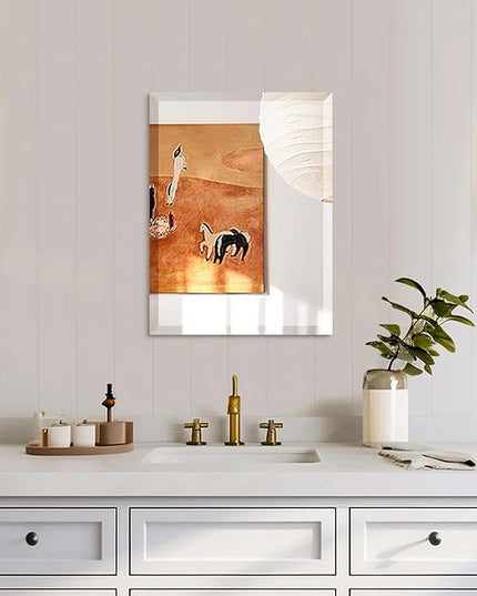 Mirrorons Beveled Mirror, Bathroom Mirrors for Wall 18" x 24", Frameless Rectangle Bathroom Mirror with Beveled Edge, Hangs Horizontally or Vertically, Tempered Glass Upgraded Packing