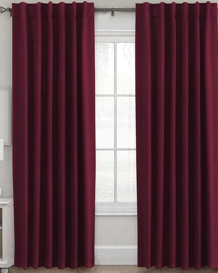 H.VERSAILTEX Christmas Blackout Curtains Thermal Insulated Window Treatment Panels Blackout Drapes for Living Room Back Tab/Rod Pocket Bedroom Draperies, 52 x 84 Inch, Burgundy Red, 2 Panels