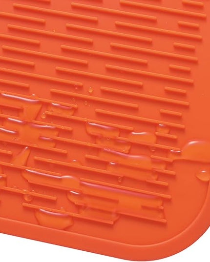 Silicone Dish Drying Mat for Multiple Usage,Easy clean,Eco-friendly,Heat-resistant Silicone Mat for Kitchen Counter or Sink,Refrigerator or Drawer Liner Orange XL 18 inches x 16 inches