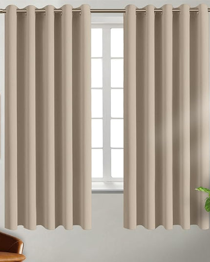 BGment Blackout Curtains - Grommet Thermal Insulated Room Darkening Bedroom and Living Room Curtains, Set of 2 Panels (70 x 63 Inch, Sand)