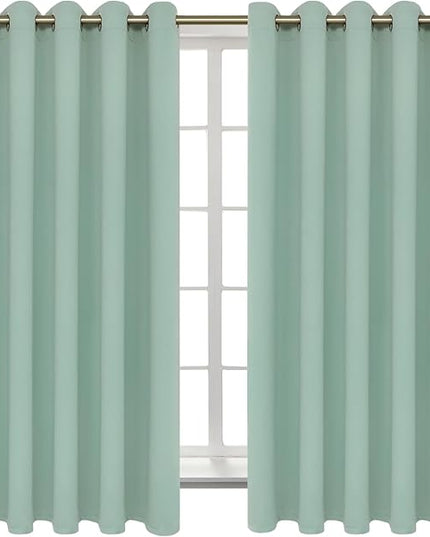 BGment Blackout Curtains - Grommet Thermal Insulated Room Darkening Bedroom and Living Room Curtains, Set of 2 Panels (70 x 63 Inch, Frosty Green)
