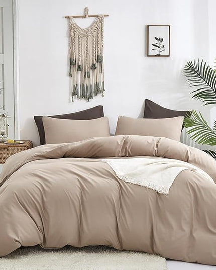 CLOTHKNOW Khaki California King Comforter Set 3Pcs Taupe Bedding Comforter Sets All Season Light Brown Comforter Soft Tan Comforter with 2 x Pillow Cases