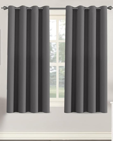 H.VERSAILTEX Blackout Grey Curtains for Bedroom/Living Room Thermal Insulated, 52" Wide x 63" Long Each Panel,Grommet Top (Set of 2 Panels, Charcoal Gray)