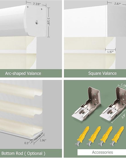 Zshine Automatic Shangri La Light Filtering Serenity Sheer Roller Shades Free Dimming Rechargeable Motorized Compatible with Homekit Siri Alexa (84029B Ivory)