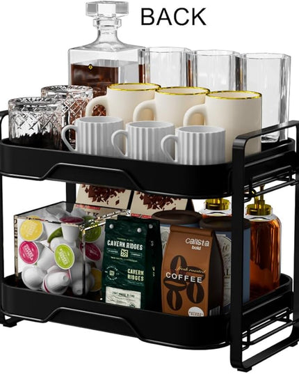 2-Tier Cup Drying Rack & Coffee Bar Accessories with Drying Tray, Coffe Mug Holder Rack for Countertop - Baby Bottle Organizer, Sippy Cup Storage, Tea holder & Glass Cup Organizer