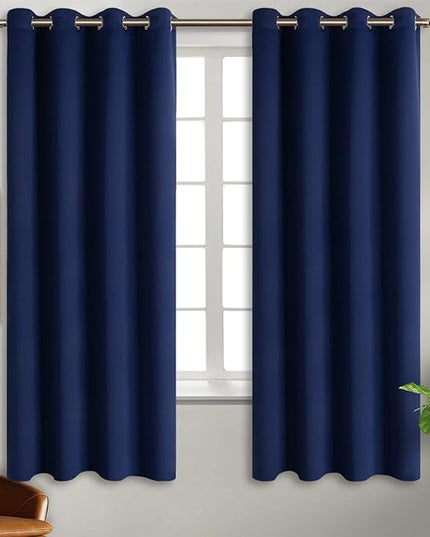 BGment Blackout Curtains for Bedroom - Grommet Thermal Insulated Room Darkening Curtains for Living Room, Set of 2 Panels, Each 46 x 63 Inch, Navy Blue