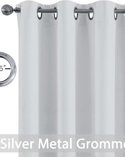 Yakamok Room Darkening Thermal Insulated Grommet Small Curtain Bonus 2 Tie Backs Included,Set of 2,Greyish White,52" Wide x 63" Long