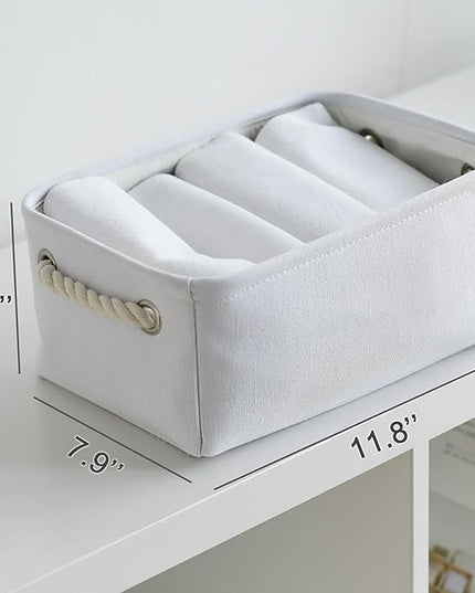 TheWarmHome Storage Basket for Gifts Empty - 11.8x7.8x5.2 inch 1 Pack Fabric Storage Cubes, Nursery Organizers and Storage for Closet Cloth Toy Book (White)