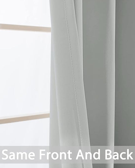 Yakamok Blackout Curtains Room Darkening Thermal Insulated Window Panels,Solid Grommet Top Drapes for Bedroom/Living Room(70Wx84L, Light Grey, 2 Panels)
