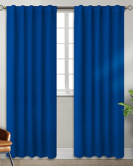 BGment Rod Pocket and Back Tab Blackout Curtains for Bedroom - Thermal Insulated Room Darkening Curtains for Living Room, 2 Window Curtain Panels (42 x 84 Inch, Classic Blue)
