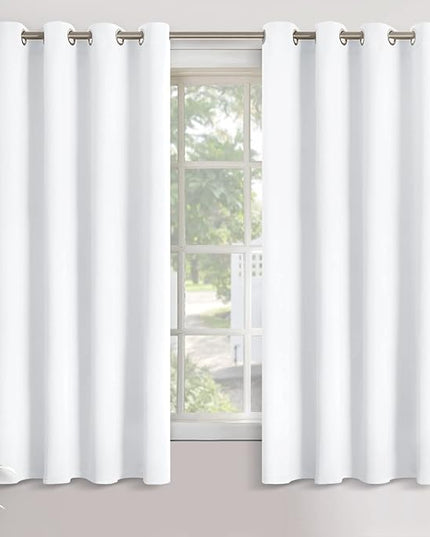 YoungsTex White Curtains for Living Room - Grommet Top Privacy Protection 63 Inches Length Window Curtains for Dining Room, 2 Panels, 52 x 63 Inch