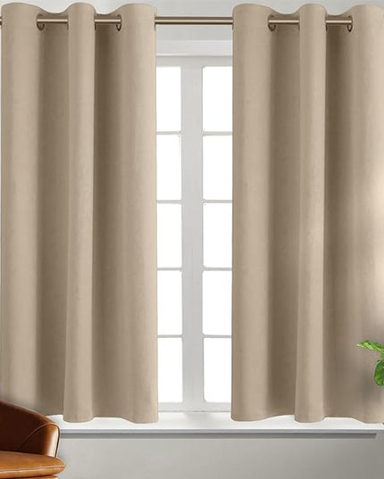 BGment Blackout Curtains - Grommet Thermal Insulated Room Darkening Bedroom and Living Room Curtains, Set of 2 Panels (38 x 45 Inch, Sand)