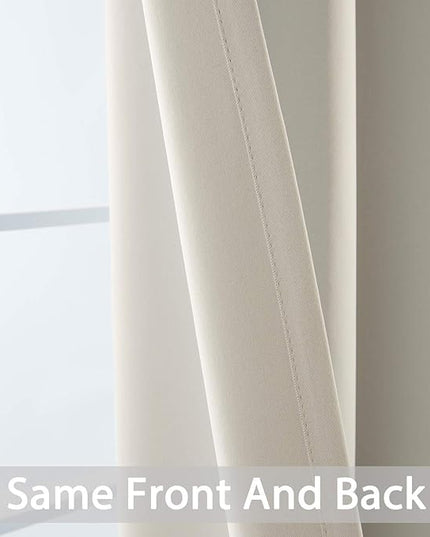 Yakamok Blackout Curtains Room Darkening Thermal Insulated Grommet top Window Curtains for Living Room, 52 x 54 Inch, Light Beige, 2 Panels