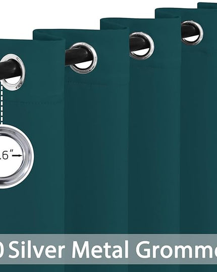 Yakamok Blackout Curtains for Bedroom 2 Panels Set Thermal Insulated Room Darkening Dark Black Out Drapery Grommet Window Treatments Drapes for Living Room, 70x84, Dark Teal