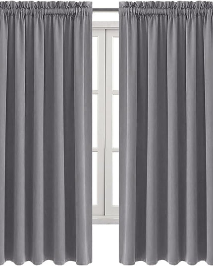 DWCN Blackout Curtains for Bedroom – Rod Pocket Thermal Insulated Noise Reducing Noise Reducing Drapes for Living Room, W 60 x L 63 Inch, 2 Panels, Grey