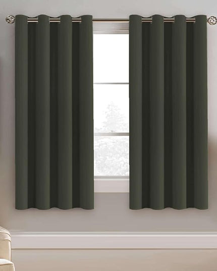H.VERSAILTEX Blackout Window Curtain Panels Thermal Insulated Room Darkening Solid Grommet Curtains/Drapes for Bedroom Privacy Protection (Set of 2 Panels,52 by 63 Inch Long, Olive)