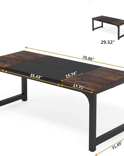 Tribesigns Modern Computer Desk, 70.8 x 31.5 inch Large Office Desk Computer Table Study Writing Desk Workstation for Home Office, Black Metal Frame